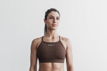 Nobull High-Neck Plush Heather Women's Sports Bras Brown | Australia (QF7594)